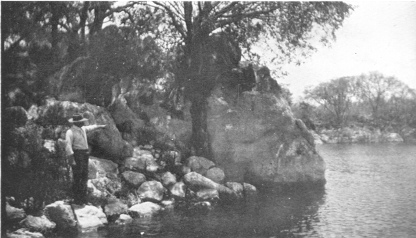 A rock in South-West Africa where Galton marked his name.  Taken in the early 1900s.